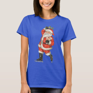 Camiseta Natal Antigo Cláusula de Papai Noel Patinador Vito