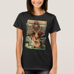 Camiseta Natal Antigo, Crianças com Papai Noel Vitoriano