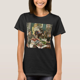 Camiseta Natal Antigo, Família Feliz Envolvendo Presentes
