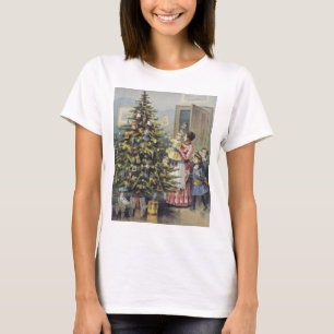 Camiseta Natal Antigo, Família Vitoriana ao Redor da Árvore