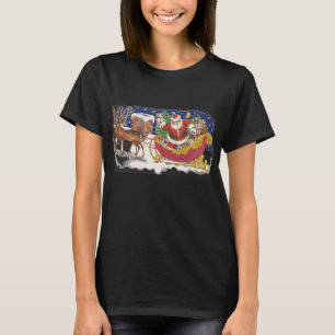 Camiseta Natal Antigo, Papai Noel Alegre com Trenó