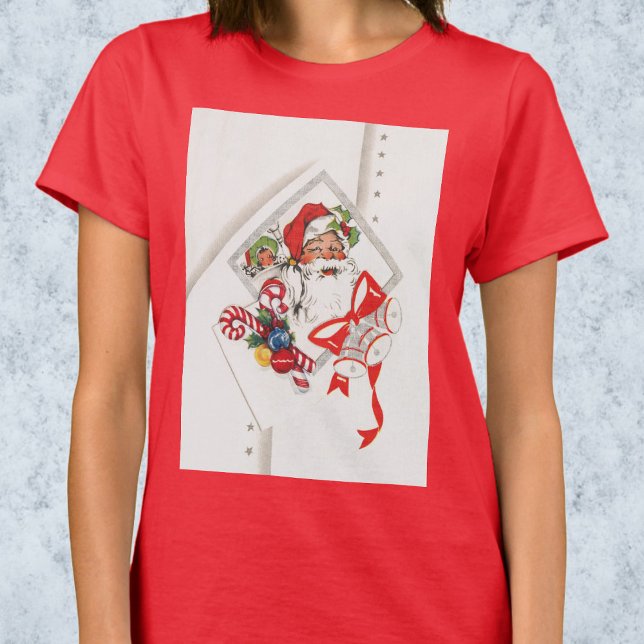 Camiseta Natal Antigo, Papai Noel com Bengalas de Natal (Criador carregado)