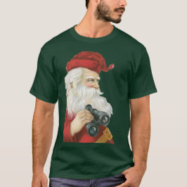 Camiseta Natal Antigo, Papai Noel com Binóculos