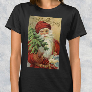 Camiseta Natal Antigo, Papai Noel Vitoriano com Árvore