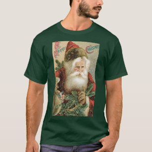 Camiseta Natal Antigo, Papai Noel Vitoriano com Pinheiro