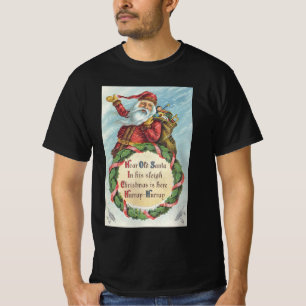 Camiseta Natal Antigo, Papai Noel Vitoriano em Grinalda