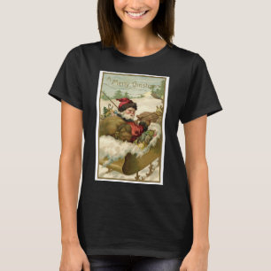 Camiseta Natal Antigo, Papai Noel Vitoriano em Trenó