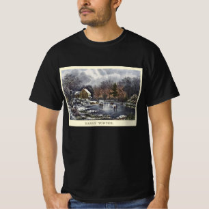 Camiseta Natal Antigo, Patinadores no Início do Inverno em 