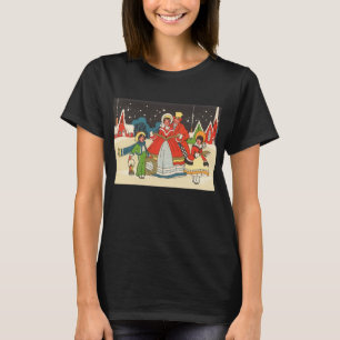 Camiseta Natal Antigo, uma Família Cantando Música de Natal