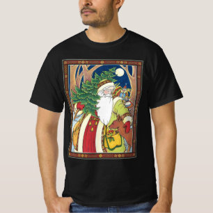 Camiseta Natal Antigo, Veado do Papai Noel na Floresta