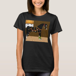 Camiseta Natal árabe preto do cavalo