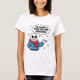Camiseta Natal Assustadoramente Divertido Esqueleto Férias
