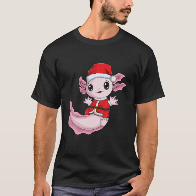 Camiseta Natal Axolotl Santa Claus Xmas Pjs Pajama Kawa (Frente)