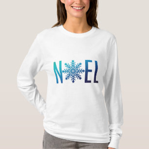 Camiseta Natal azul de Noel do floco de neve