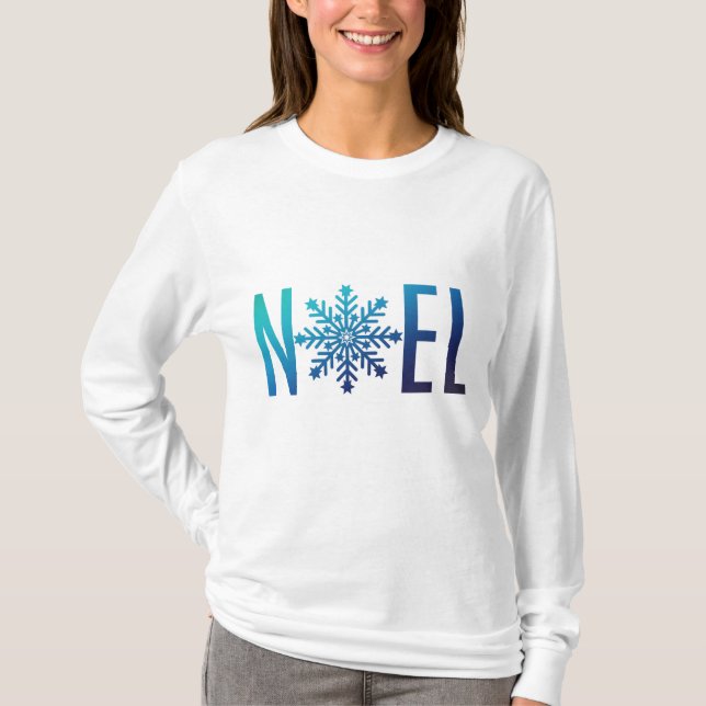 Camiseta Natal azul de Noel do floco de neve (Frente)