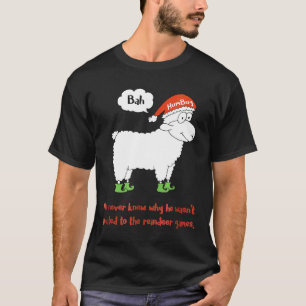 Camiseta Natal Bah Humbug Engraçado Reindeer Sheep Sarcasti