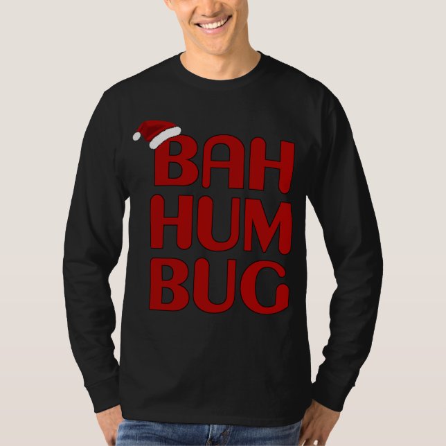 Camiseta Natal Bah Humbug Shirt-Xmas Humbug Santa Hat (Frente)