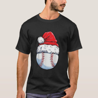Camiseta Natal Baseball Ball Santa Hat Engraçado Esporte Na