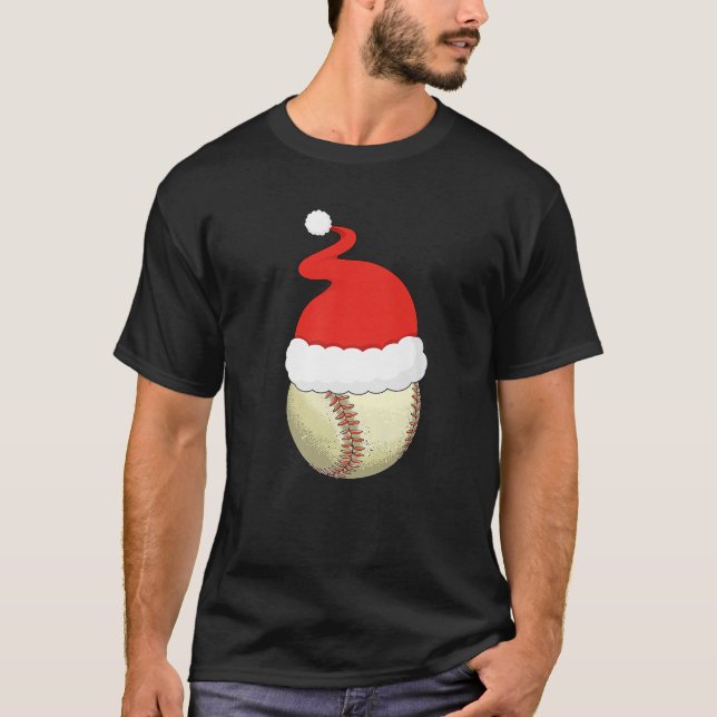 Camiseta Natal Baseball Ball Santa Hat Xmas Boys Catche (Frente)