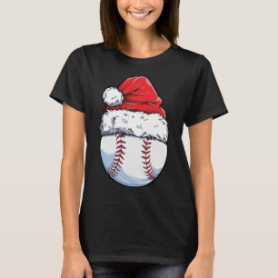 Camiseta Natal Baseball Ball Santa Hat Xmas Catcher Pit