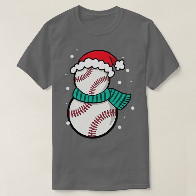 Camiseta Natal Baseball Santa Hat (Frente do Design)