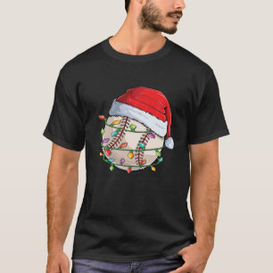Camiseta Natal Baseball Santa Hat Engraçado Xmas Pajama Bo