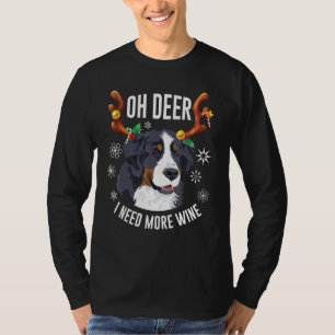 Camiseta Natal Bernês Mountain Dog Deer Antlers Para Wo