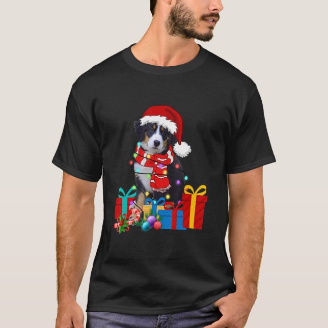 Camiseta Natal Bernese Mountain Dog Xmas Papais noeis H (Frente)
