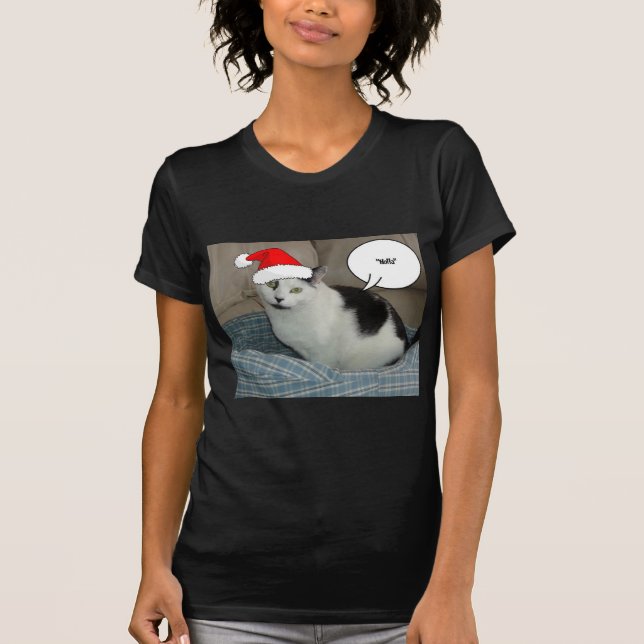 Camiseta Natal Black and White Kitten (Frente)