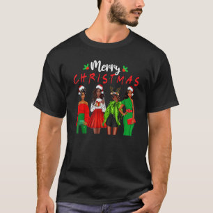 Camiseta Natal Black Women African American Santa Hat P