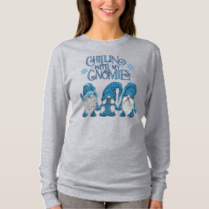 Camiseta Natal Blue Winter Trio Chillin Com Meus Gnomos
