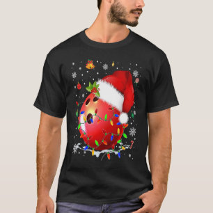 Camiseta Natal Bola de boliche Santa Hat Engraçado Esporte
