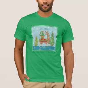 Camiseta Natal bonito dos lamas de Navidad do velo