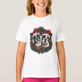 Camiseta Natal Boston Terrier Cães Feriado Feriado Feriado
