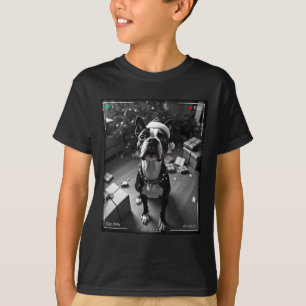 Camiseta Natal Boston Terrier Flagrado pela Câmera 