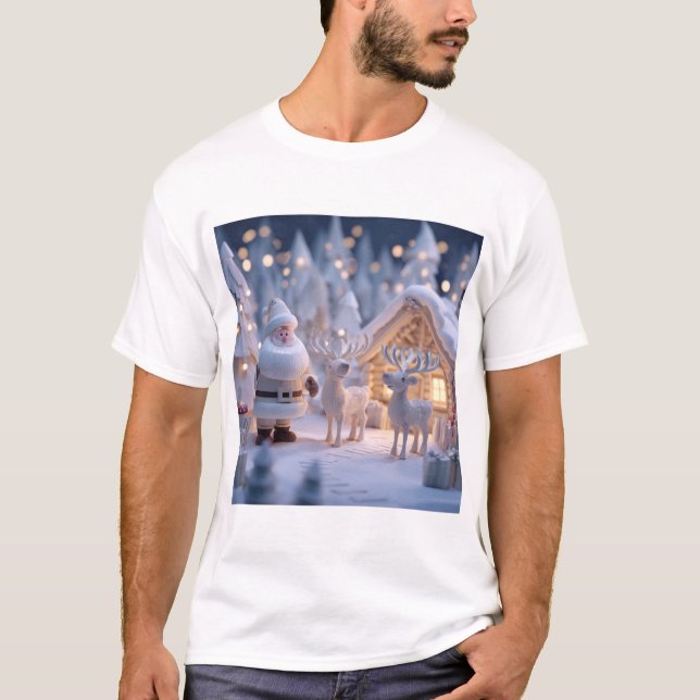 Camiseta Natal Branco do Papai Noel (Frente)