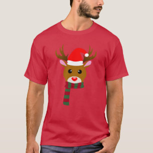 Camiseta Natal Branco Rudolph Rudolph, Rena Nosada Vermelha