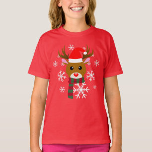 Camiseta Natal Branco Rudolph Rudolph, Rena Nosada Vermelha