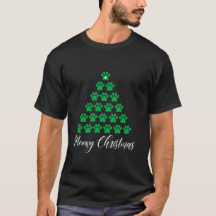 Camiseta Natal Ca Cat Paws Árvore de Natal Meowy Christm
