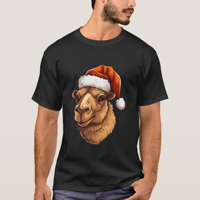 Camiseta Natal Camel Santa Hat Engraçado Xmas Crianças Long (Frente)