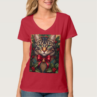 Camiseta Natal Cat 2024 Tamanho para adultos