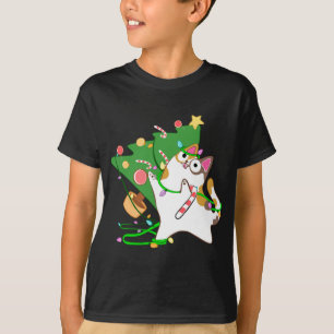 Camiseta Natal Cat Calico derrubou gatinho de árvore do xma