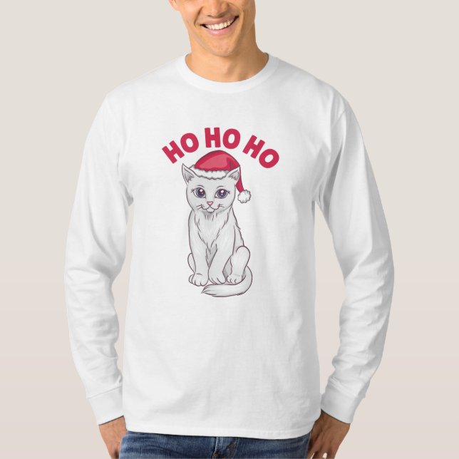 Camiseta Natal Cat Ho Ho Ho (Frente)