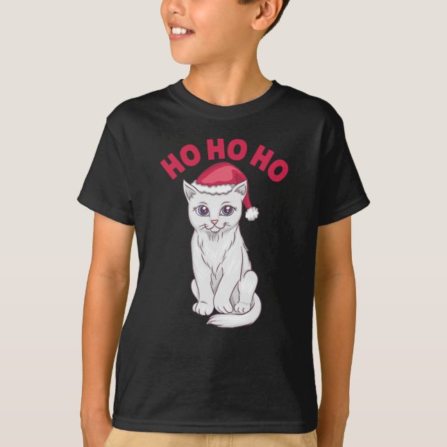 Camiseta Natal Cat Ho Ho Ho (Frente)