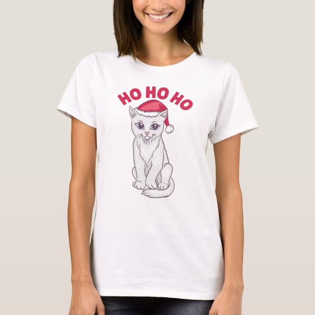 Camiseta Natal Cat Ho Ho Ho (Frente)