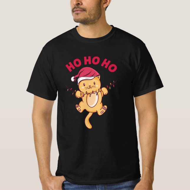 Camiseta Natal Cat Ho Ho Ho (Frente)