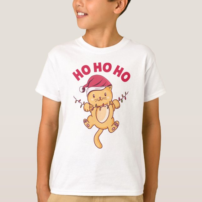 Camiseta Natal Cat Ho Ho Ho (Frente)