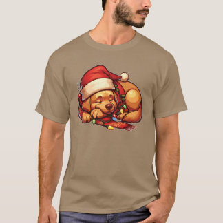 Camiseta Natal Chapéu Fada de Natal Luz Labrador frito