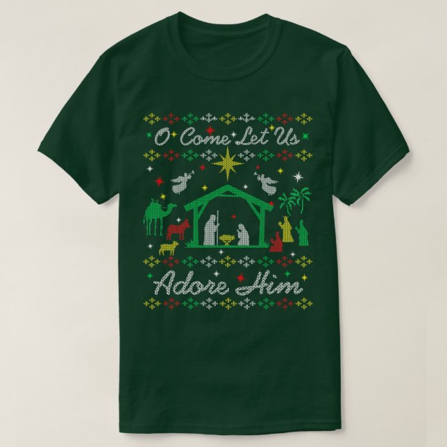 Camiseta Natal, Christian O Venha, Vamos Adorar Ele Jes (Frente do Design)