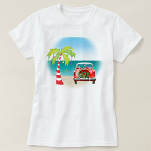 Camiseta Natal clássico do carro da praia tropical